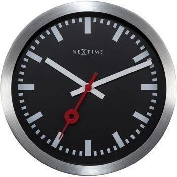 NeXtime – Zegar ścienny Station z cichym mechanizmem, czarny, 19 cm