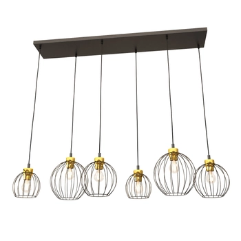 Emibig - Lampa wisząca Nando 6 BL black/gold - wysokość max 140 cm, stal malowana proszkowo