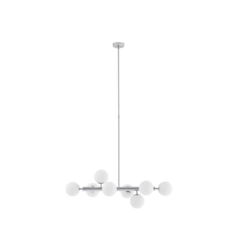 Kaspa - lampa wisząca Cumulus 2 - długość 140 cm, średnica klosza 12 cm, srebrno - biała