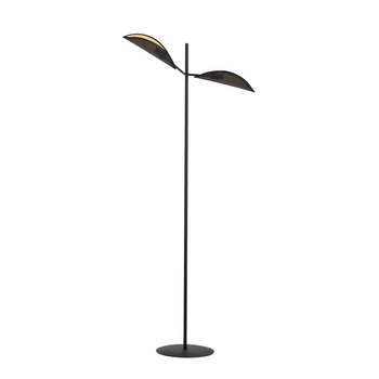 Emibig - Lampa stojąca Vene LP2 black/gold - wysokość 150 cm, stal lakierowana, abażur