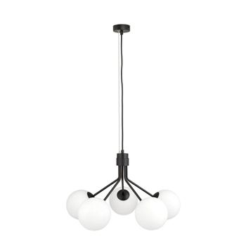 Emibig - Lampa wisząca Nova 5 black/opal - wysokość max 100 cm, stal lakierowana, szkło