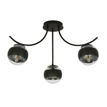 Emibig - Lampa sufitowa Boston 3 black/stripe - szerokość 65 cm, stal lakierowana, szkło