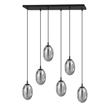 Emibig - Lampa wisząca Astral 6 BL grafit - wysokość max 100 cm, stal lakierowana, szkło