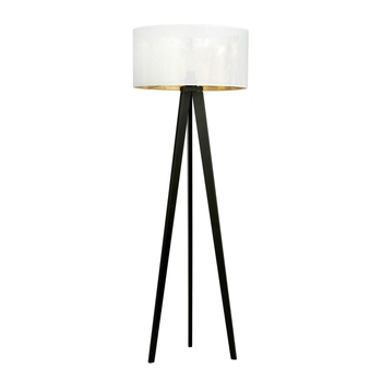 Emibig - Lampa stojąca Aston LP1 white/gold - wysokość 150 cm, stal lakierowana, abażur