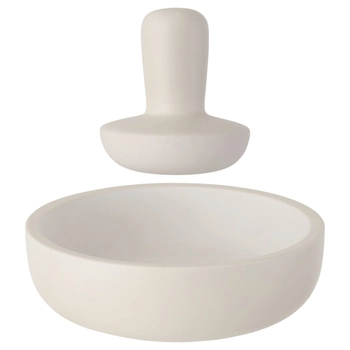 BergHOFF – Moździerz kuchenny z kamionki z tłuczkiem – ecru, 17 cm