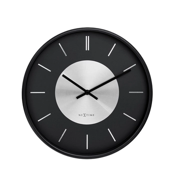 NeXtime – Zegar ścienny Retro II z aluminium, czarno-srebrny, 25 cm