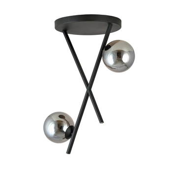 Emibig - Lampa sufitowa River 2 grafit - wysokość 60 cm, stal lakierowana, szkło