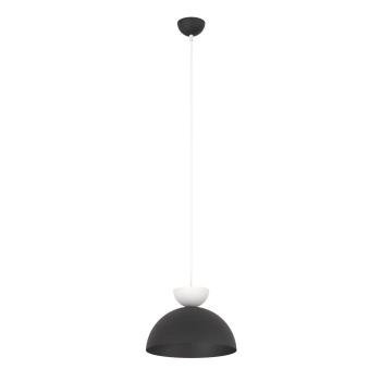 Emibig – Lampa wisząca Lunaro 1S – półkolisty klosz, matowa czerń i biel, 30 cm