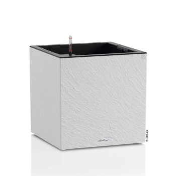 Lechuza CANTO Slatestone Kostka 40 – donica z efektem kamienia łupkowego, jasnoszary