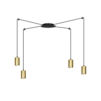 Emibig - Lampa wisząca Traker 4 BL black/gold - wysokość 200 cm max, stal lakierowana