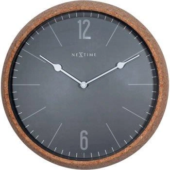 NeXtime – Zegar ścienny Cork Silent Eco Design, antracytowy, 30 cm