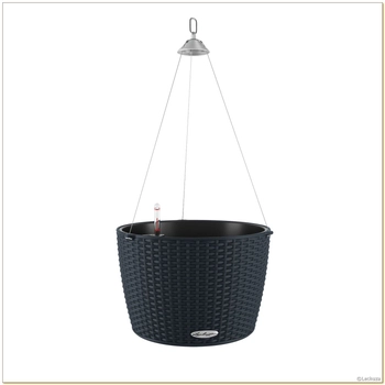 Lechuza - Doniczka wisząca Nido Cottage 35 - średnica 35 cm, grafitowy czarny