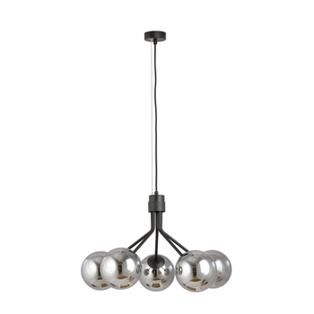 Emibig - Lampa wisząca Nova 5 black/grafit - wysokość max 100 cm, stal lakierowana, szkło