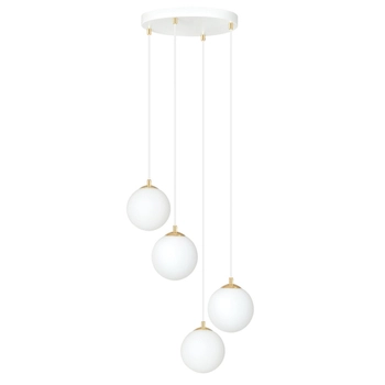 Emibig - Lampa wisząca Royal 4 white - wysokość max 100 cm, stal lakierowana, szkło