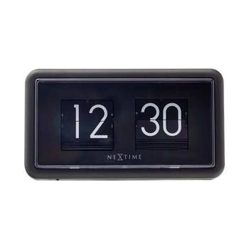 NeXtime – Zegar klapkowy Small Flip retro, czarny, do postawienia lub na ścianę