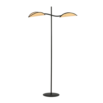 Emibig - Lampa stojąca Lotus LP2 black/rattan - wysokość 150 cm, stal lakierowana, abażur