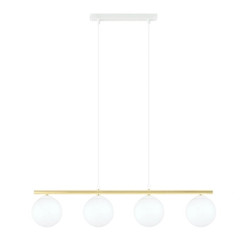Emibig - Lampa wisząca Allora 4 BL white - szerokość 85 cm, stal lakierowana, szkło