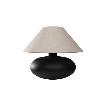 Kaspa - lampa stołowa Sawa Natur - szklana podstawa w kolorze matowym graficie, wysokość 41 cm, beżowy abażur z lnu