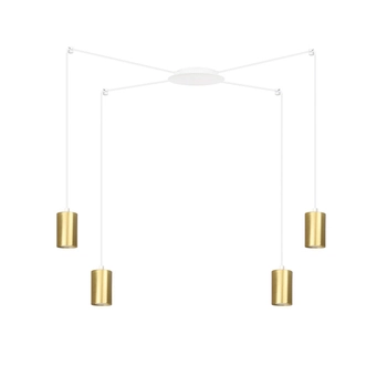 Emibig - Lampa wisząca Traker 4 BL white/gold - wysokość  200 cm max, stal lakierowana