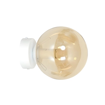 Emibig - Kinkiet ścienny Rossi K1 BL biały z kloszem miodowym - szerokość 15 cm, stal lakierowana,  szkło