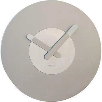 NeXtime - Zegar ścienny In Touch – srebrny, 39,5 cm, drewno i metal
