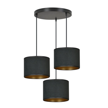 Emibig - Lampa wisząca Hilde 3 bl premium black - wysokość max 100 cm, stal lakierowana, abażur