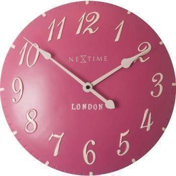 NeXtime - Zegar ścienny London Arabic – różowy, 34,5 cm