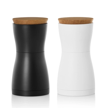 AdHoc - Zestaw młynków do pieprzu i soli TWIN - czarny i biały, wysokość 13,30 cm