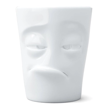 58Products - Porcelanowy kubek z uszkiem - „Zaspany“ - biały, pojemność 350 ml