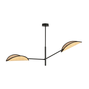 Emibig - Lampa sufitowa Vene 2 black/rattan - wysokość 51 cm, stal lakierowana, abażur