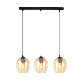Emibig - Lampa wisząca Istar 3 BL miodowa - średnica klosza 14 cm, stal lakierowana, szkło