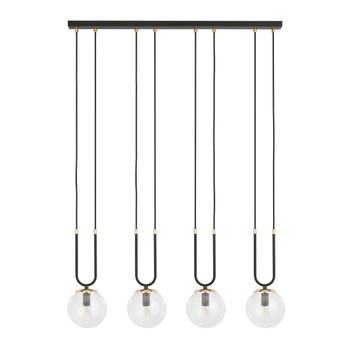 Emibig - Lampa wisząca Glam 4 black / transparent - wysokość max 115 cm, stal lakierowana, szkło