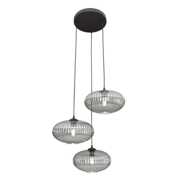 Emibig - Lampa wisząca Coco 3 BL Premium grafit - wysokość max 140 cm, stal malowana proszkowo, szkło
