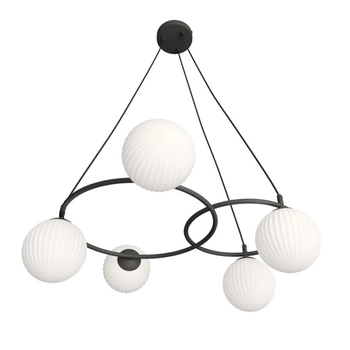 Emibig - Lampa wisząca Libra 5 BL opal - wysokość max 140 cm, stal lakierowana proszkowo, szkło