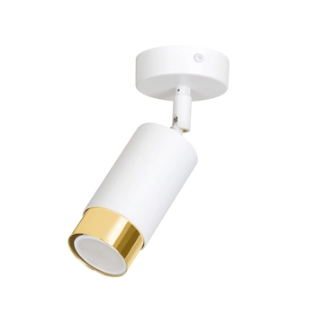 Emibig - Lampa sufitowa Hiro 1 white/gold - szerokość 8 cm, stal lakierowana