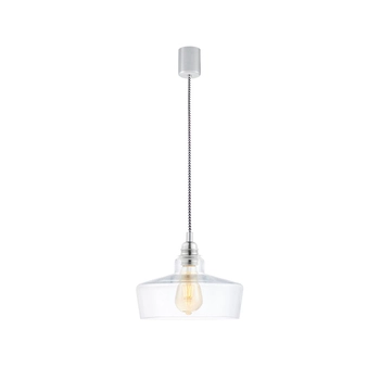 Kaspa - Lampa wisząca pojedyncza Longis III - średnica 22,5 cm, chrom z biało - czarnym przewodem