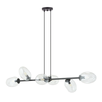 Emibig - Lampa wisząca Pandora 6 BL transparent - szerokość 120 cm, stal lakierowana, szkło