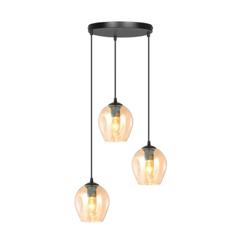 Emibig - Lampa wisząca Istar 3 BL premium miodowy - średnica podsufitki 30 cm, stal lakierowana, szkło