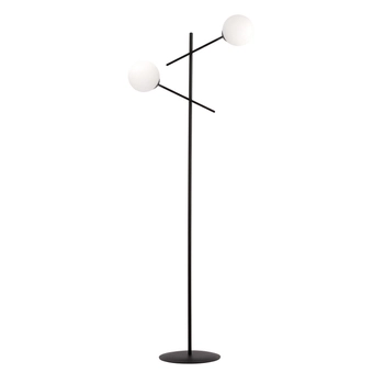 Emibig - Lampa stojąca Linear LP2 black/opal - wysokość 150 cm, stal lakierowana, szkło