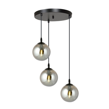 Emibig - Lampa wisząca Cosmo 3 BL Premium grafit - wysokość max 100 cm, stal lakierowana, szkło