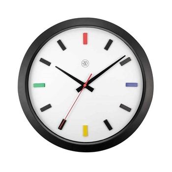 NeXtime – Zegar ścienny dekoracyjny Mix, czarny z kolorowymi znacznikami, 36 cm