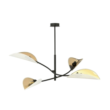 Emibig - Lampa sufitowa Lotus 4 white/gold - wysokość 51 cm, stal lakierowana, abażur
