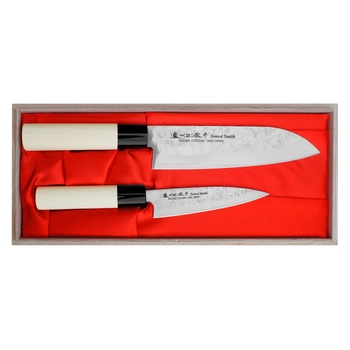 Satake Cutlery - Zestaw noży santoku + uniwersalny | Nashiji Natural HG8143W