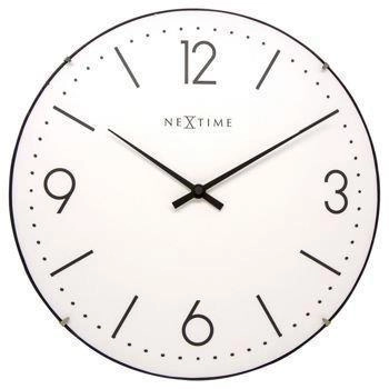 NeXtime – Zegar ścienny Basic Dome – biały, szkło, 35 cm