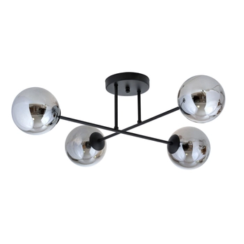 Emibig - Lampa sufitowa Roma 4 BL black/grafit - szerokość 75 cm, stal lakierowana, szkło