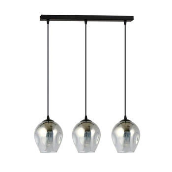 Emibig - Lampa wisząca Istar 3 BL grafit - średnica klosza 14 cm, stal lakierowana, szkło