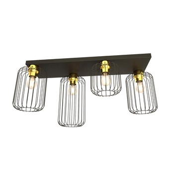 Emibig - Lampa wisząca Barn 4 BL black/gold - szerokość 70 cm, stal malowana proszkowo