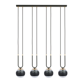 Emibig - Lampa wisząca Glam 4 black / stripe - wysokość max 115 cm, stal lakierowana, szkło