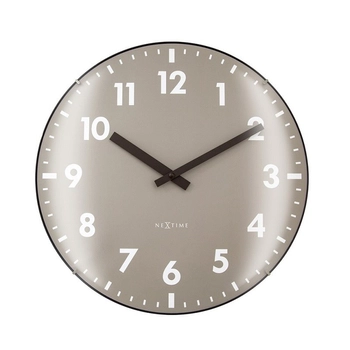 NeXtime - Zegar ścienny Duomo ze szkła – khaki, 35 cm
