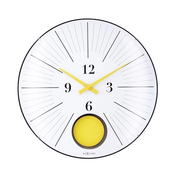 NeXtime – Zegar ścienny Duomo 50 Pendulum z cichym mechanizmem, żółty
